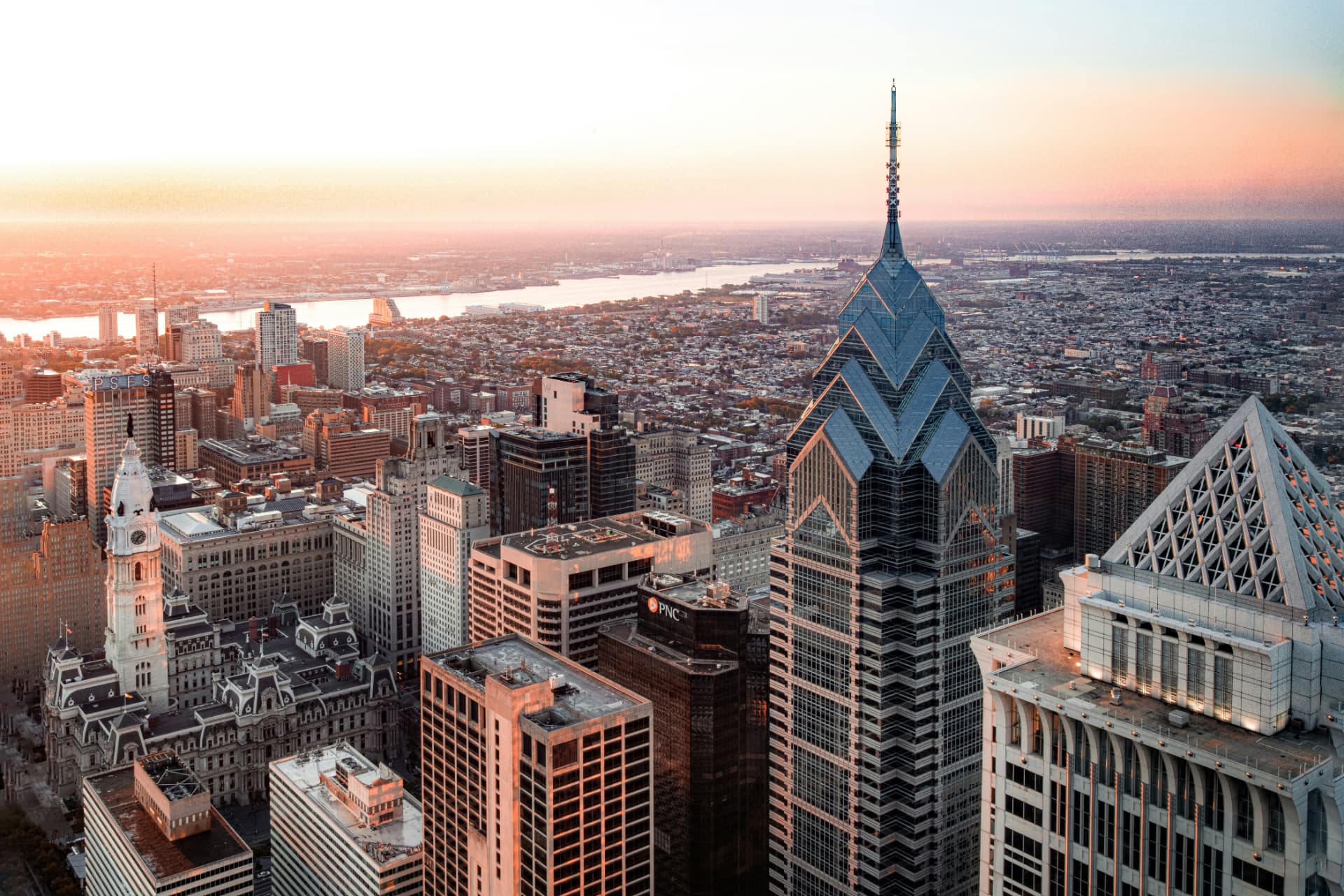 Philadelphia skyline at dusk